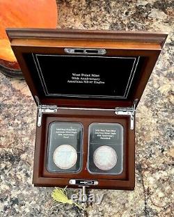 2016 SILVER EAGLES MERCANTI DESIGN 30th ANNIVERSARY LOT OF 2 WEST POINT MINT ITE