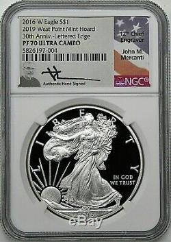 2016 W $1 Proof Silver Eagle NGC PF70 UCAM Mercanti 2019 West Point Mint Hoard
