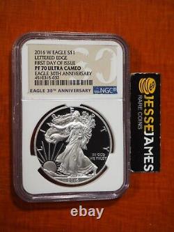 2016 W Proof Silver Eagle Ngc Pf70 30th Anniversary Le First Day Of Issue Fdi