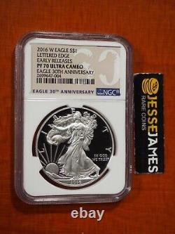 2016 W Proof Silver Eagle Ngc Pf70 Ultra Cameo Er 30th Anniversary Lettered Edge