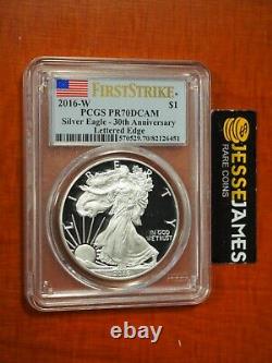 2016 W Proof Silver Eagle Pcgs Pr70 Dcam Flag First Strike 30th Anniversary Le
