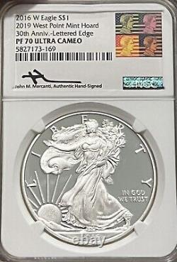 2016-w Proof Silver Eagle Ngc-pf70 Mercanti From 2019 West Point Mint Hoard