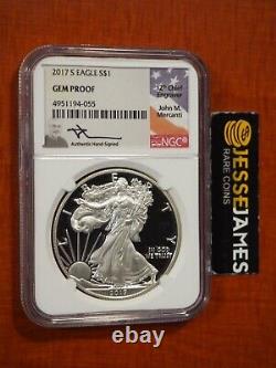 2017 S Proof Silver Eagle Ngc Gem Proof John Mercanti Hand Signed Flag Label