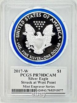 2017-w Silver Eagle? Mercanti Signed Pcgs Pr70? Mint Engraver Series