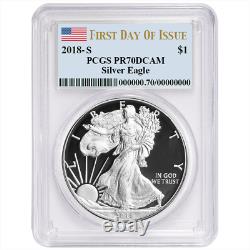 2018-S Proof $1 American Silver Eagle PCGS PR70DCAM FDOI Label