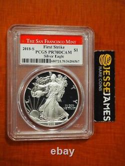 2018 S Proof Silver Eagle Pcgs Pr70 Dcam First Strike San Francisco Red Label