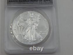 2019 MS70 & 2019 W Proof70 Dcam Silver Eagle Anacs 2 Coin Set