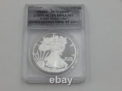 2019 MS70 & 2019 W Proof70 Dcam Silver Eagle Anacs 2 Coin Set