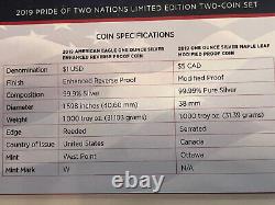 2019 PRIDE OF TWO NATIONS. AMERICAN SILVER EAGLE and CANADIAN MAPLE LEAF. US MINT