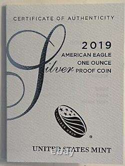 2019 S American Silver Eagle Proof. From The United States Mint With Ogp And Coa