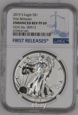 2019-S Enhanced Reverse Proof Silver Eagle NGC PF69 COA#913! UNOPENED FROM NGC
