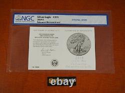 2019 S Enhanced Reverse Proof Silver Eagle Ngc Pf70 First Day Issue Coa #12324