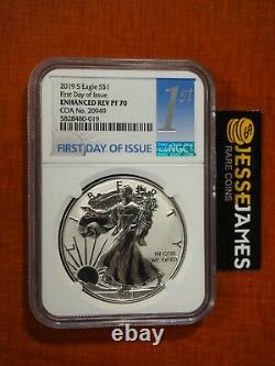 2019 S Enhanced Reverse Proof Silver Eagle Ngc Pf70 First Day Issue Coa #20949