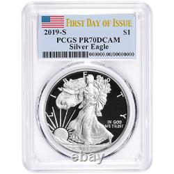 2019-S Proof $1 American Silver Eagle PCGS PR70DCAM FDOI Flag Label