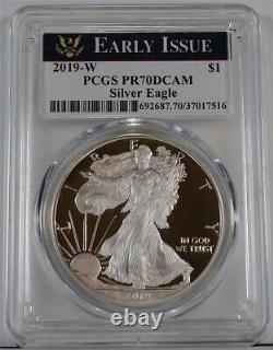 2019-W $1 One Ounce Proof Silver Eagle PCGS PR70DCAM Rare PCGS Early Issue Label