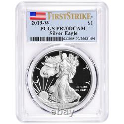 2019-W Proof $1 American Silver Eagle PCGS PR70DCAM First Strike Flag Label