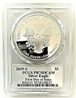 2019-s Proof Silver Eagle-pcgs Pr70-fdoi-mercanti-flag-population Only 116