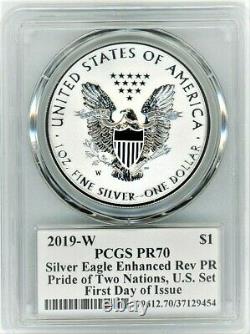 2019-w Enhanced/reverse Proof Silver Eagle-pcgs Pr70-fdoi-mercanti-pride/nation