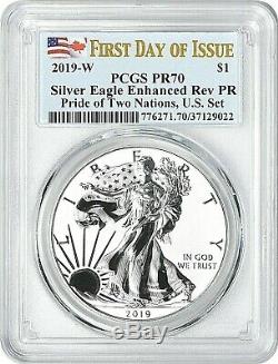 2019-w Pride Of Two Nations Silver Eagle-pcgs Pr70-fdoi-enhanced/reverse Proof
