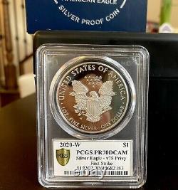 2020 American Silver Eagle WWII 75th V75 PCGS PR70DCAM First Strike/ Gold Shield