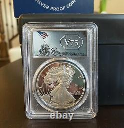2020 American Silver Eagle WWII 75th V75 PCGS PR70DCAM First Strike/ Gold Shield