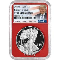 2020-S Proof $1 American Silver Eagle NGC PF70UC FDI Trump Label Red Core