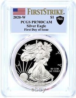2020 W $1 Proof Silver Eagle PCGS PR70 DCAM First Day of Issue Black Shield