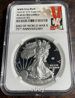 2020 W End Of World War II V75 Silver American Eagle Ngc Pf 69