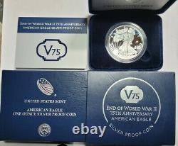 2020-W End of WW II 75th Annv V75 Privy Proof American Silver Eagle withCOA in OGP