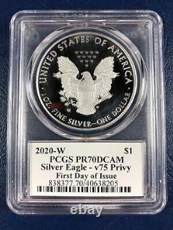2020 W Proof $1 American Silver Eagle WWII 75th PCGS PR70DCAM FDOI V75 SIGNED