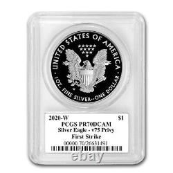 2020-W Proof Silver Eagle PR-70 PCGS (FS, V75 Privy, WW2 Label) SKU#224897