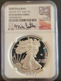 2020 W Proof Silver Eagle World War II V75 Privy Ngc Pf69 Ultra Cameo Signed
