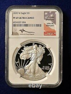 2020 W US Proof Silver Eagle NGC PF69 UC John Mercanti Signed! See Pictures