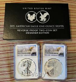 2021 2 Coin $1 Designer Reverse Proof Silver Eagle Ngc Pf70 First Release Set