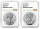2021 Reverse Proof American Silver Eagle Designer 2pc Set Ngc Pf69. Brown Label