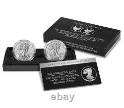 2021 Reverse Proof American Silver Eagle Two-Coin Set Designer Edition PR70