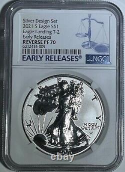 2021 S $1 Ngc Pf70 Reverse T-2 Proof Silver Eagle From Designer Set 35th Anniv