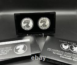 2021 Silver American Eagle 1 oz Reverse Proof 2 Two Coin Set Designer Edition