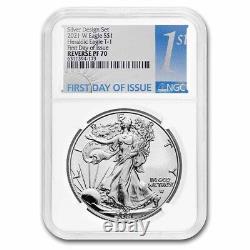 2021 Silver Eagle Designer 2-Coin Rev Proof Set PF-70 NGC (FDI) SKU#270326