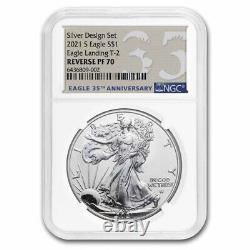 2021 Silver Eagle Designer 2-Coin Rev Proof Set PF-70 NGC SKU#259250