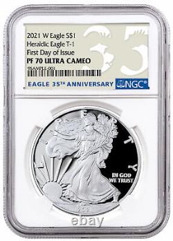 2021 W $1 Proof American Silver Eagle Type 1 NGC PF70 UC FDOI 35th Anniversary