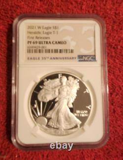 2021 W $1 Proof Silver Heraldic Eagle Type 1 NGC PF69 Ultra Cameo First Releases