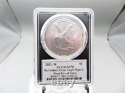 2021 W $1 Silver Eagle PCGS PR70DCAM First Day of Issue Type 2 Emily Damstra