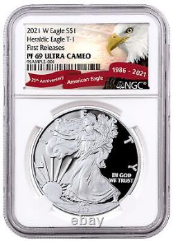 2021 W $1 Silver Proof American Eagle 1-oz T-1 NGC PF69 FR Exclusive Eagle Label