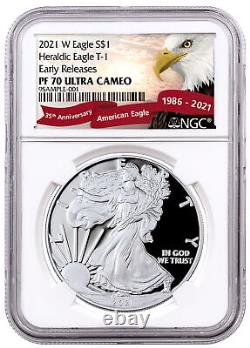 2021 W $1 Silver Proof American Eagle 1-oz Type 1 NGC PF70 UC ER Eagle Label