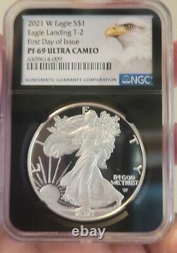 2021 W Ngc Pf69 Silver Eagle Type 2 Eagle Landing Fdoi First Day T2 In Stock 6
