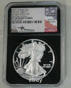 2021 W Proof Silver Eagle Ngc Pf70 Mercanti First Day Issue Congratulations Set