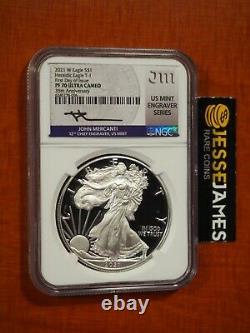 2021 W Proof Silver Eagle Ngc Pf70 Mercanti Signed First Day Of Issue Fdi Type 1