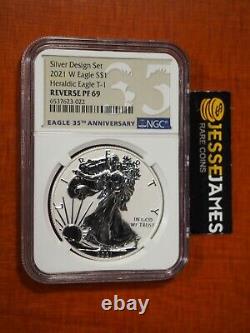 2021 W Reverse Proof Silver Eagle Ngc Pf69 Type 1 One Coin From The Designer Set