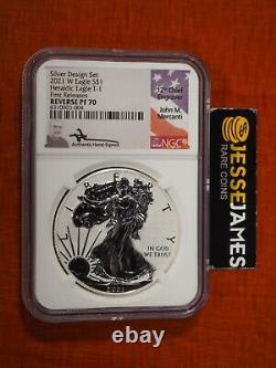 2021 W Reverse Proof Silver Eagle Ngc Pf70 John Mercanti Signed From Design Set